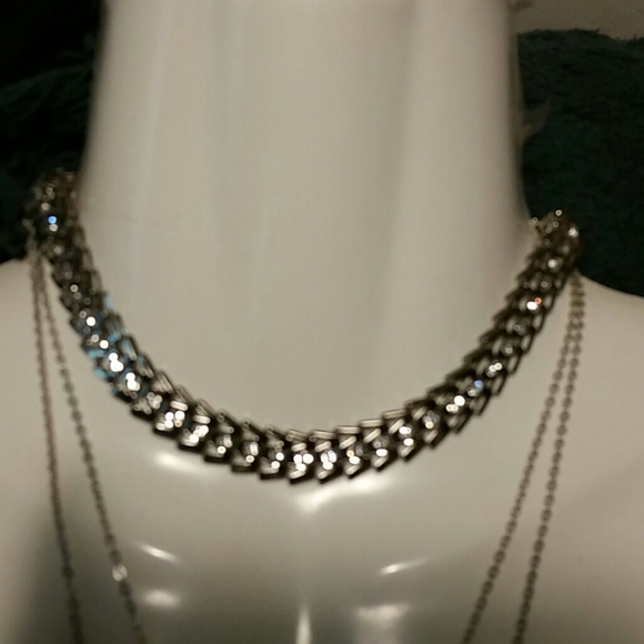 Steve Madden Layered Choker Heart and Snake Necklace - Picture 2 of 5